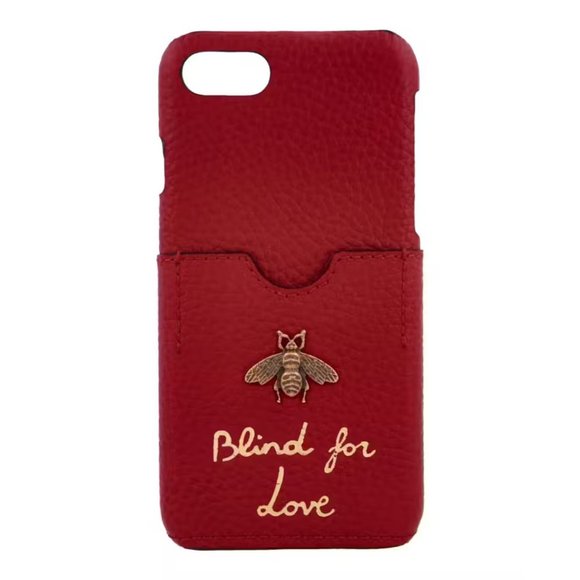 Gucci Accessories - NIB $400 AUTHENTIC GUCCI LIMITED EDITION RED LEATHER BEE CARD PHONE CASE 7 / 8